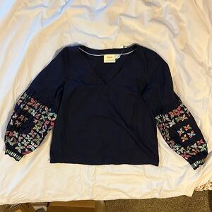 Anthropologie Maeve blouse embroidered balloon sleeves